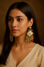 Prismatic Glow Kundan Chandbali Earrings